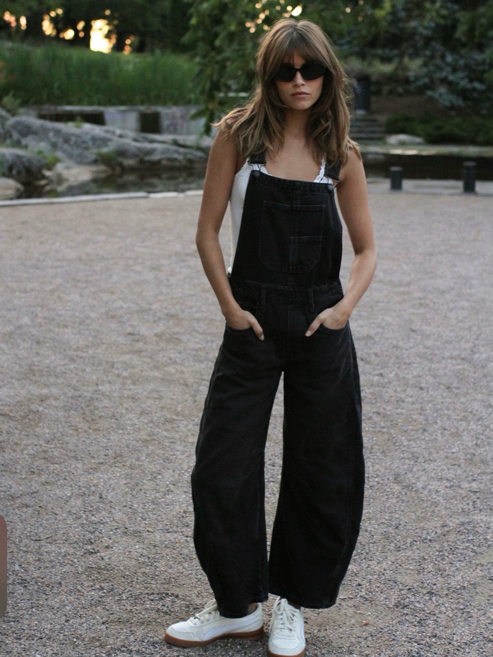 Free People Black Wide-Leg Denim Overalls